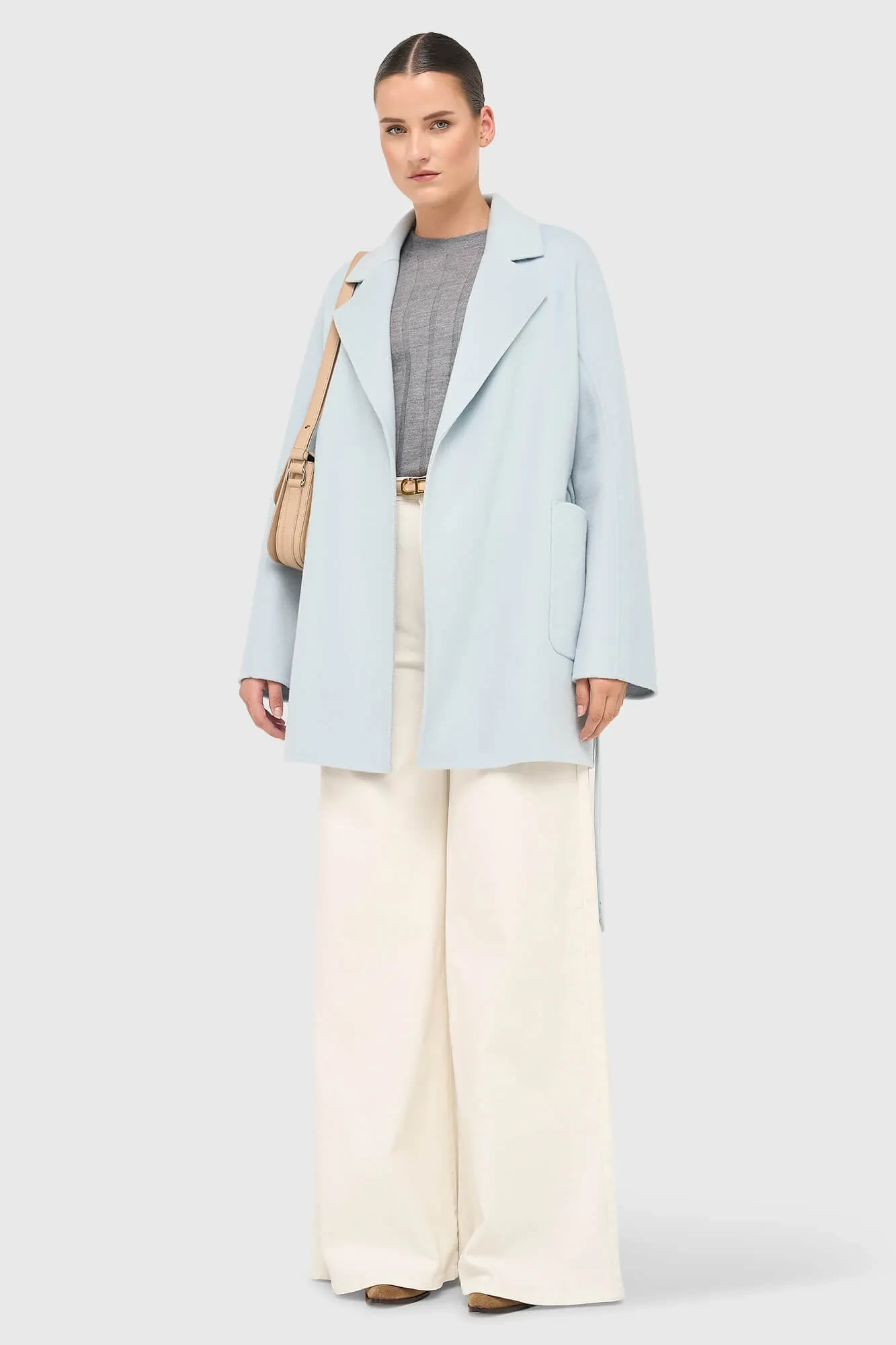 Cashmere Dames Jas Double Face Calvin Blauw