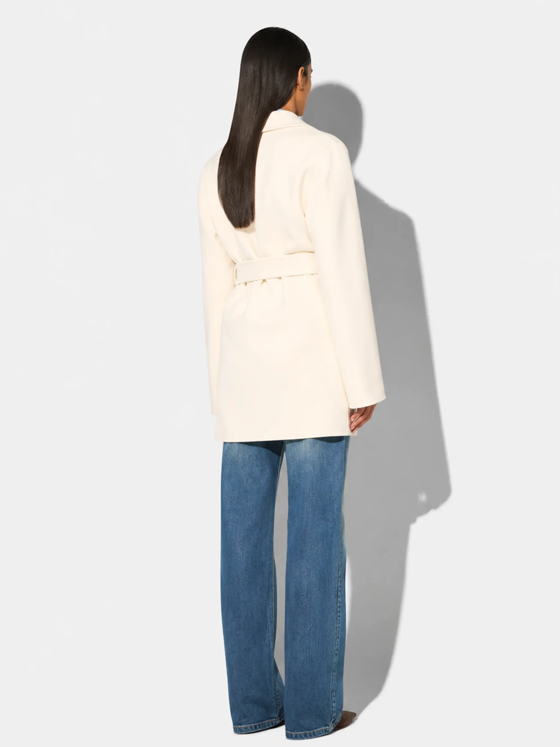 Women's Double-Faced Cashmere Coat by Calvin, Off-White