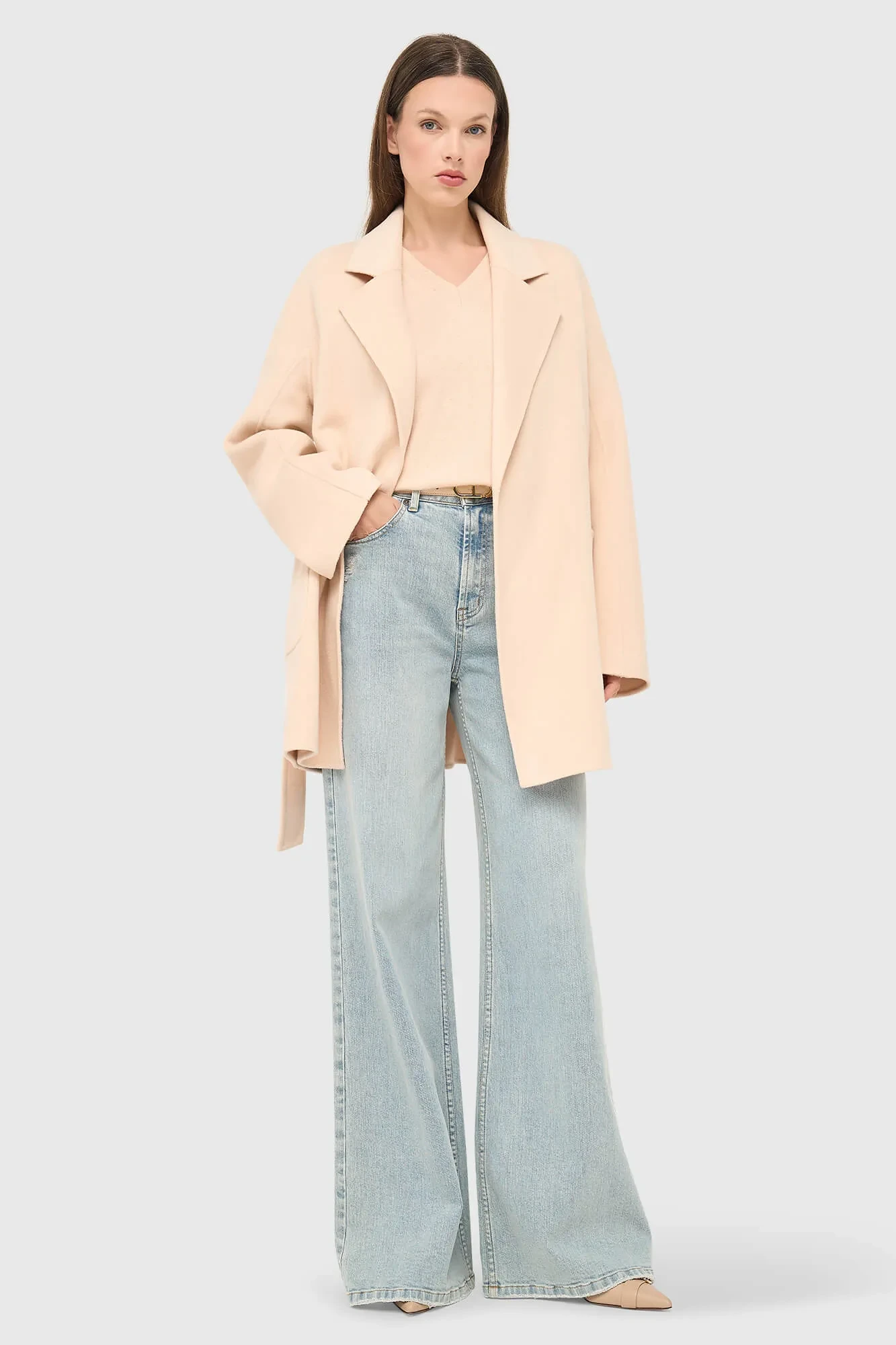 Women's Double-Faced Cashmere Coat Calvin Peach