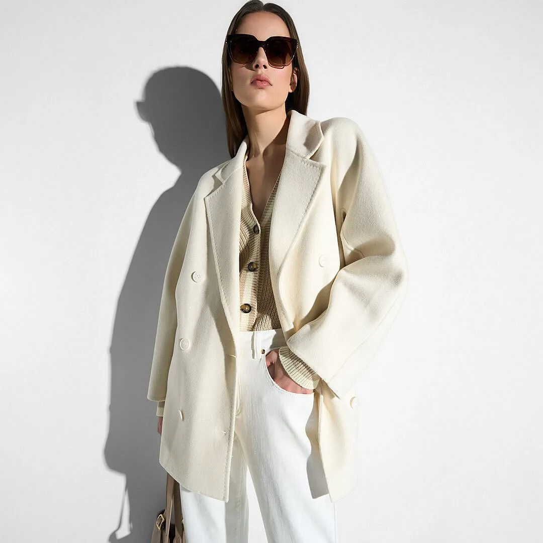 JANICE Calvin Cashmere Coat Wit