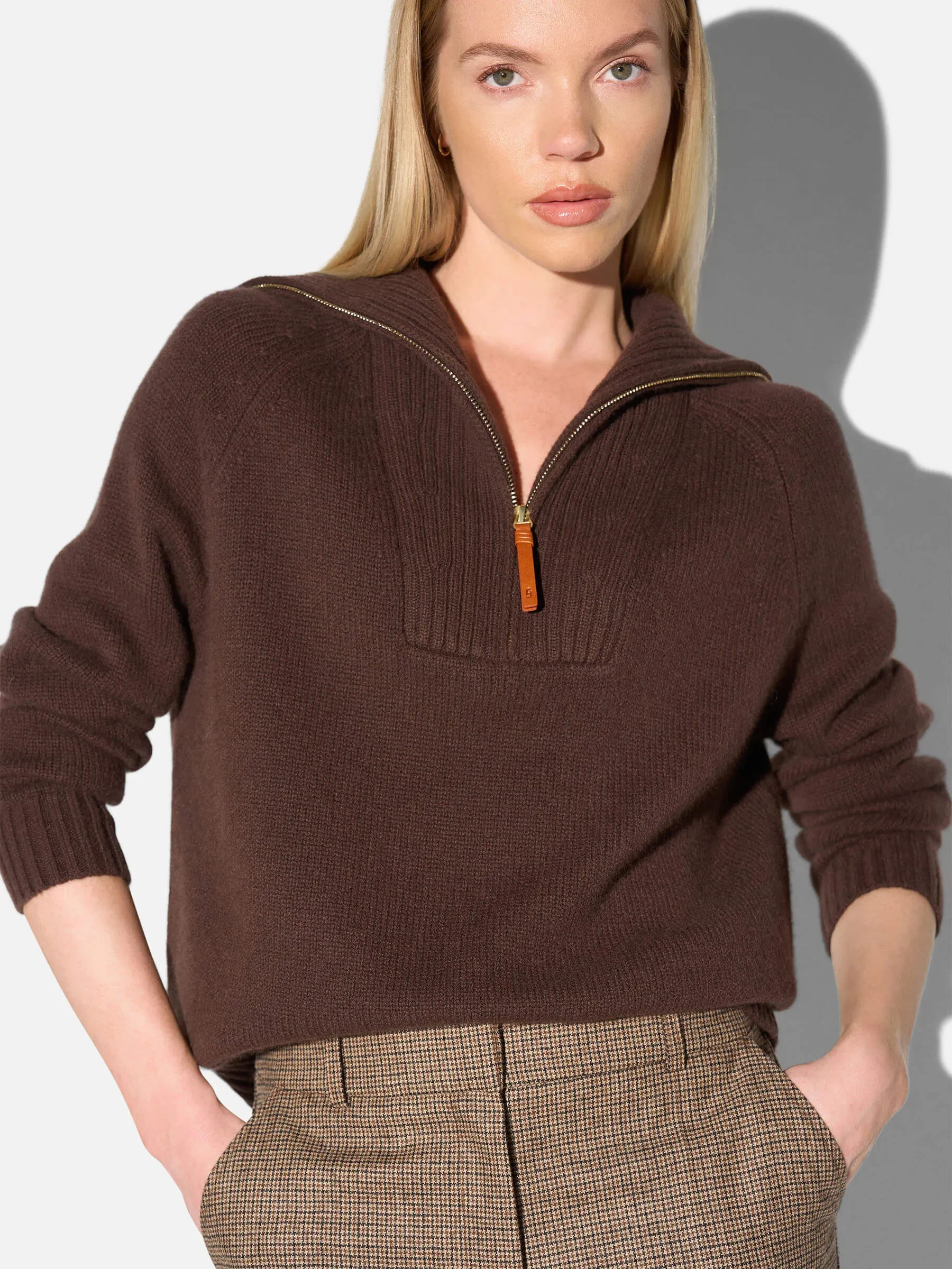 Cashmere Dames Trui Rits Yonas Bruin