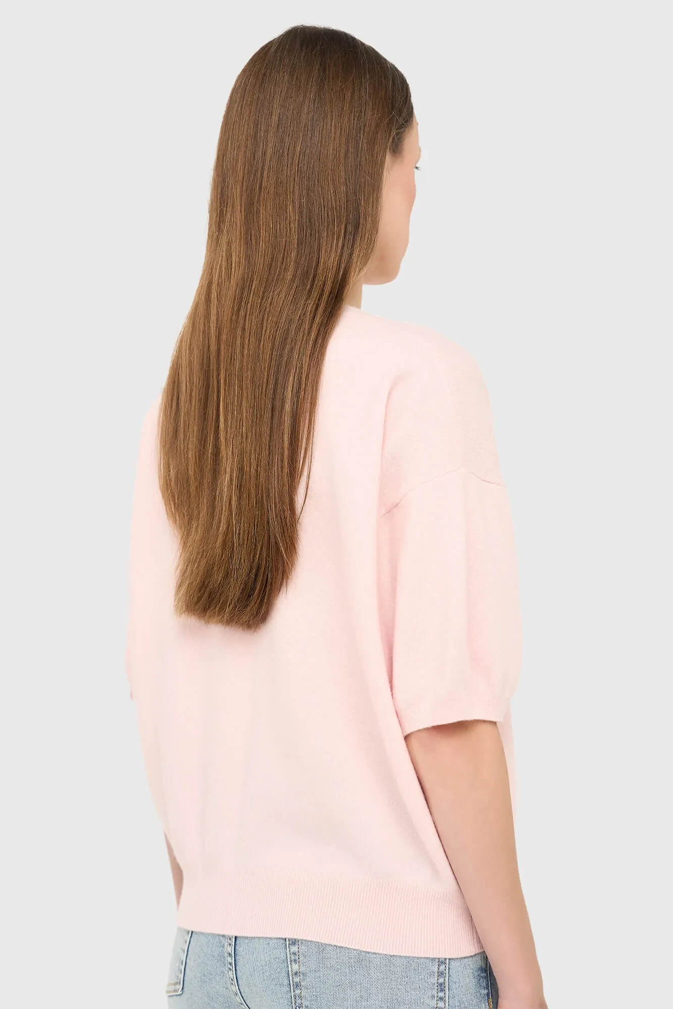 Women's Cashmere V-Neck Romeo Sweater in Pink