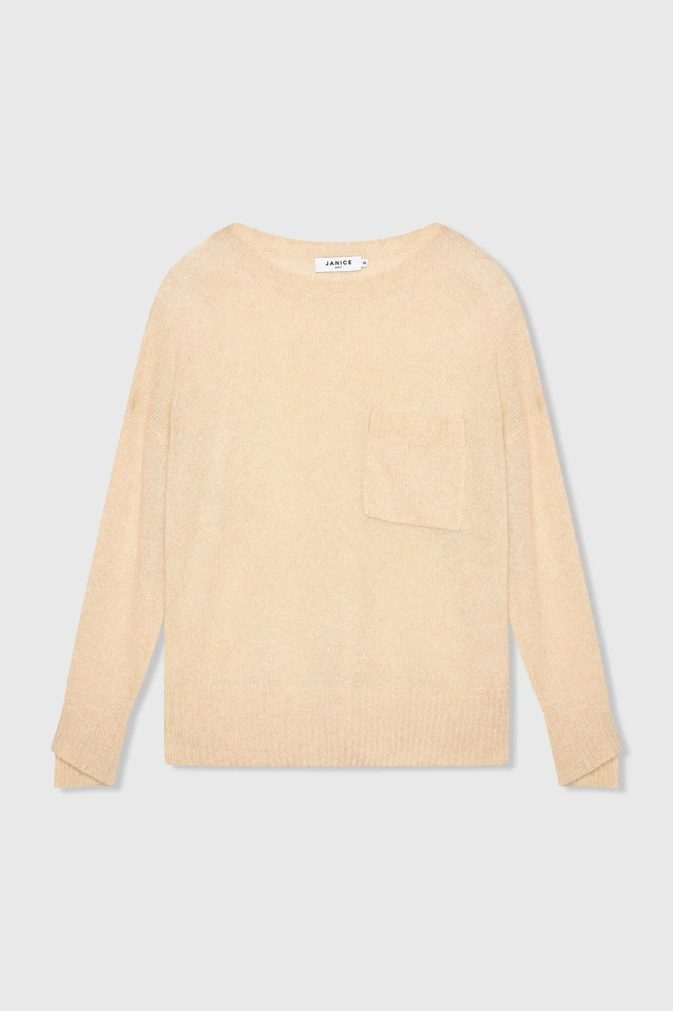 Women's Cashmere Sweater with Wide Neckline, Dayton Beige