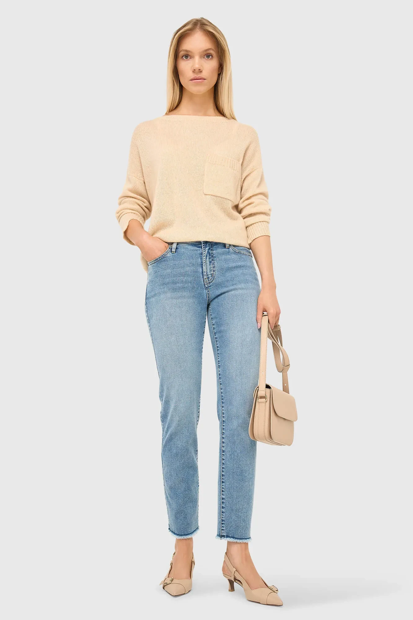 Cashmere Dames Trui Wijde Hals Dayton Beige