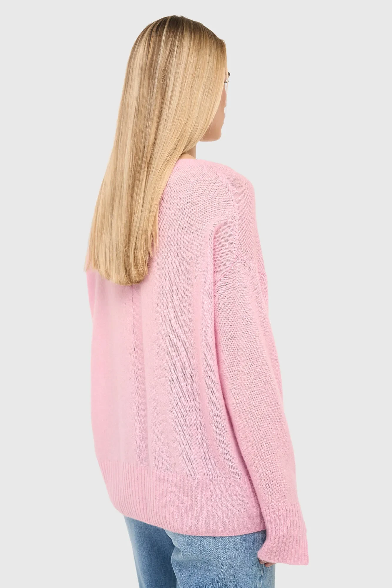 Women's Cashmere Sweater with Wide Neckline, Dayton Pink