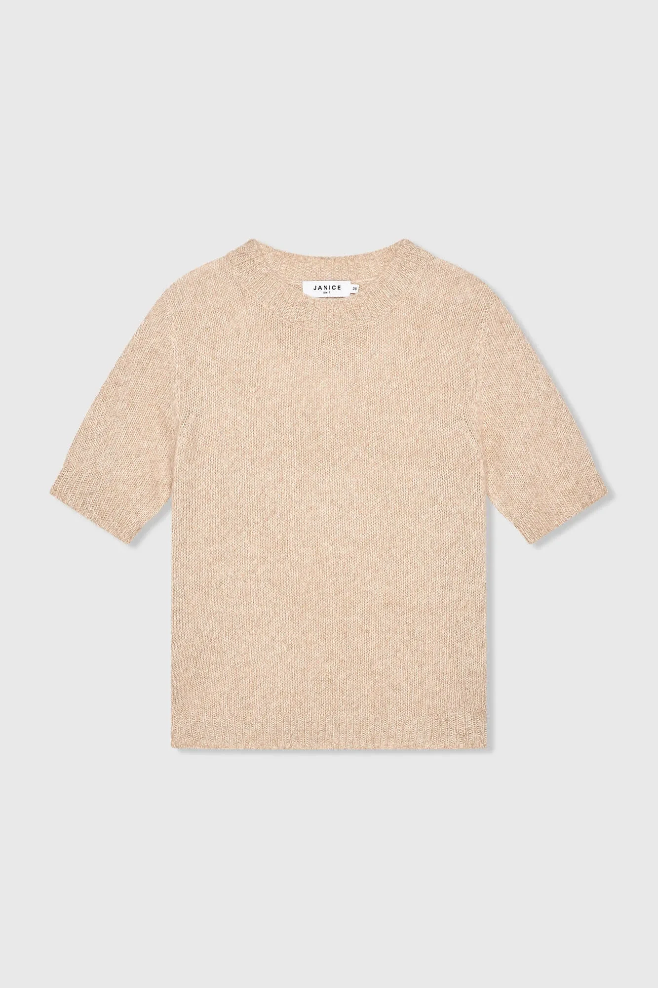 Women's Cashmere Short-Sleeve Sweater, Beige, Eloi