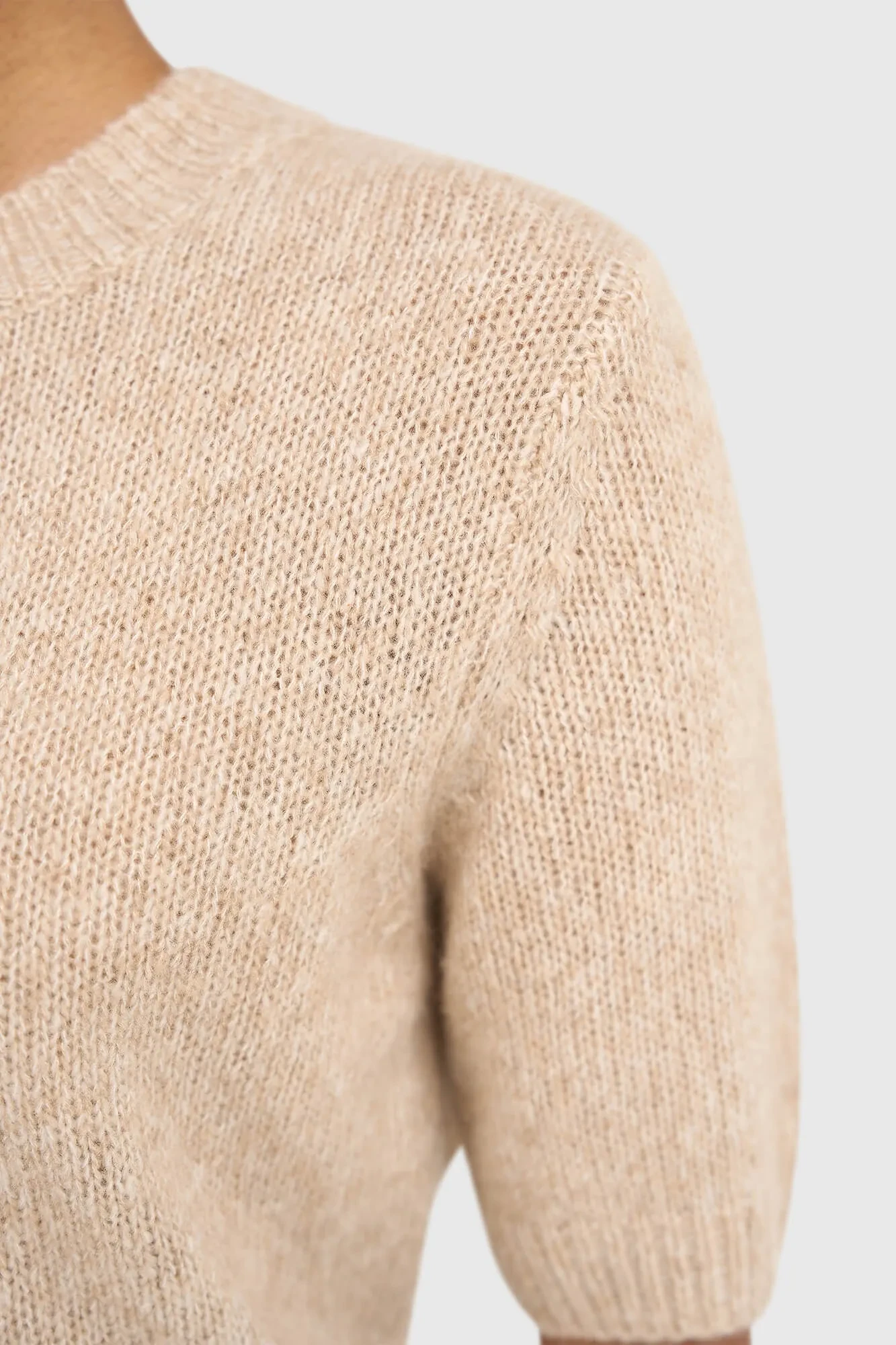 Women's Cashmere Short-Sleeve Sweater, Beige, Eloi