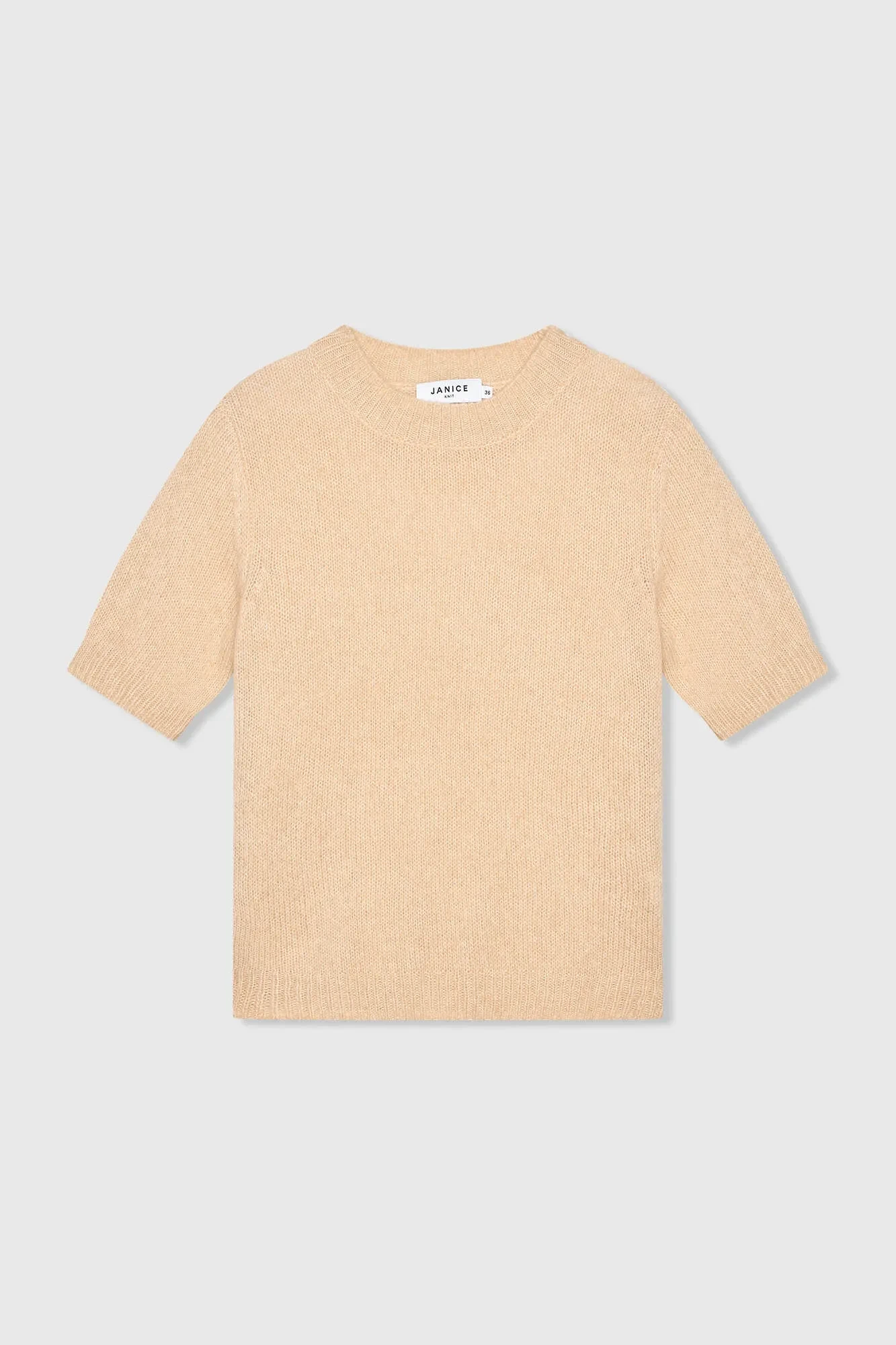 Women's Short-Sleeve Cashmere Sweater, Cream, Eloi