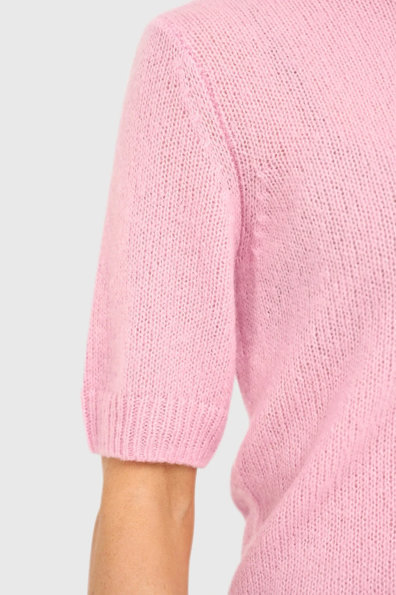 Kaschmir-Damenpullover mit kurzen Ärmeln, rosa, Eloi