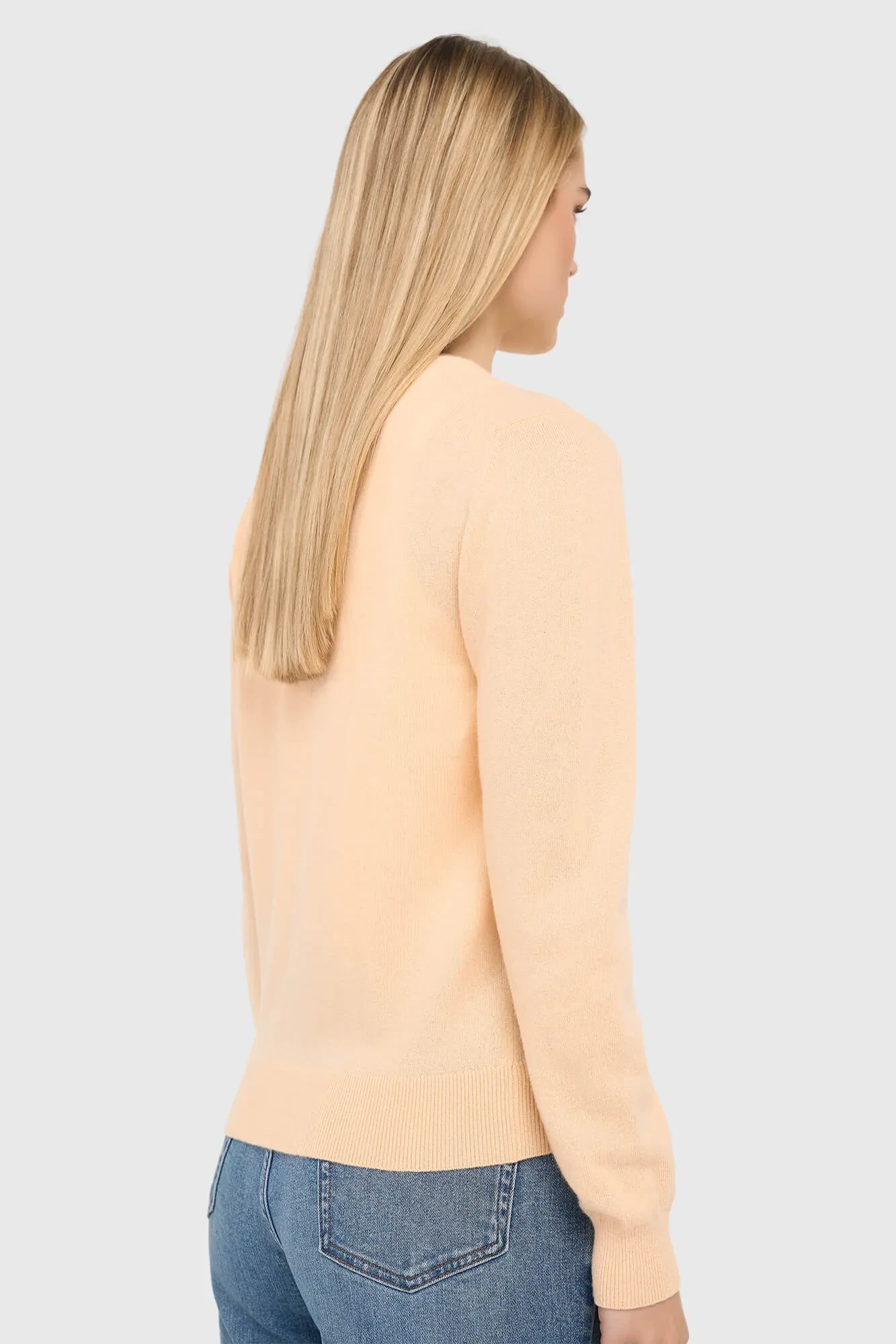 Kaschmir-Strickjacke für Damen, Farbe Pfirsich, Modell Lucas