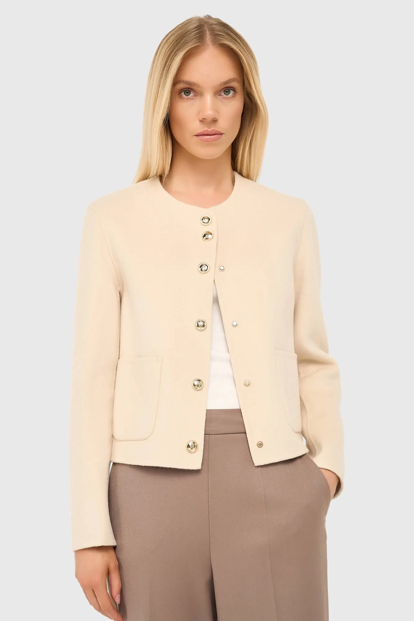 Women's Short Cashmere Coat, Vince Double-Faced, Beige