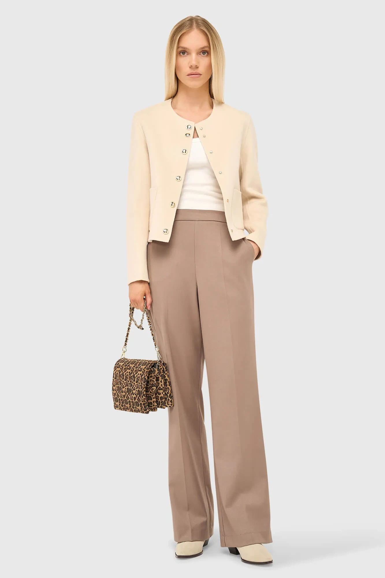 Women's Short Cashmere Coat, Vince Double-Faced, Beige