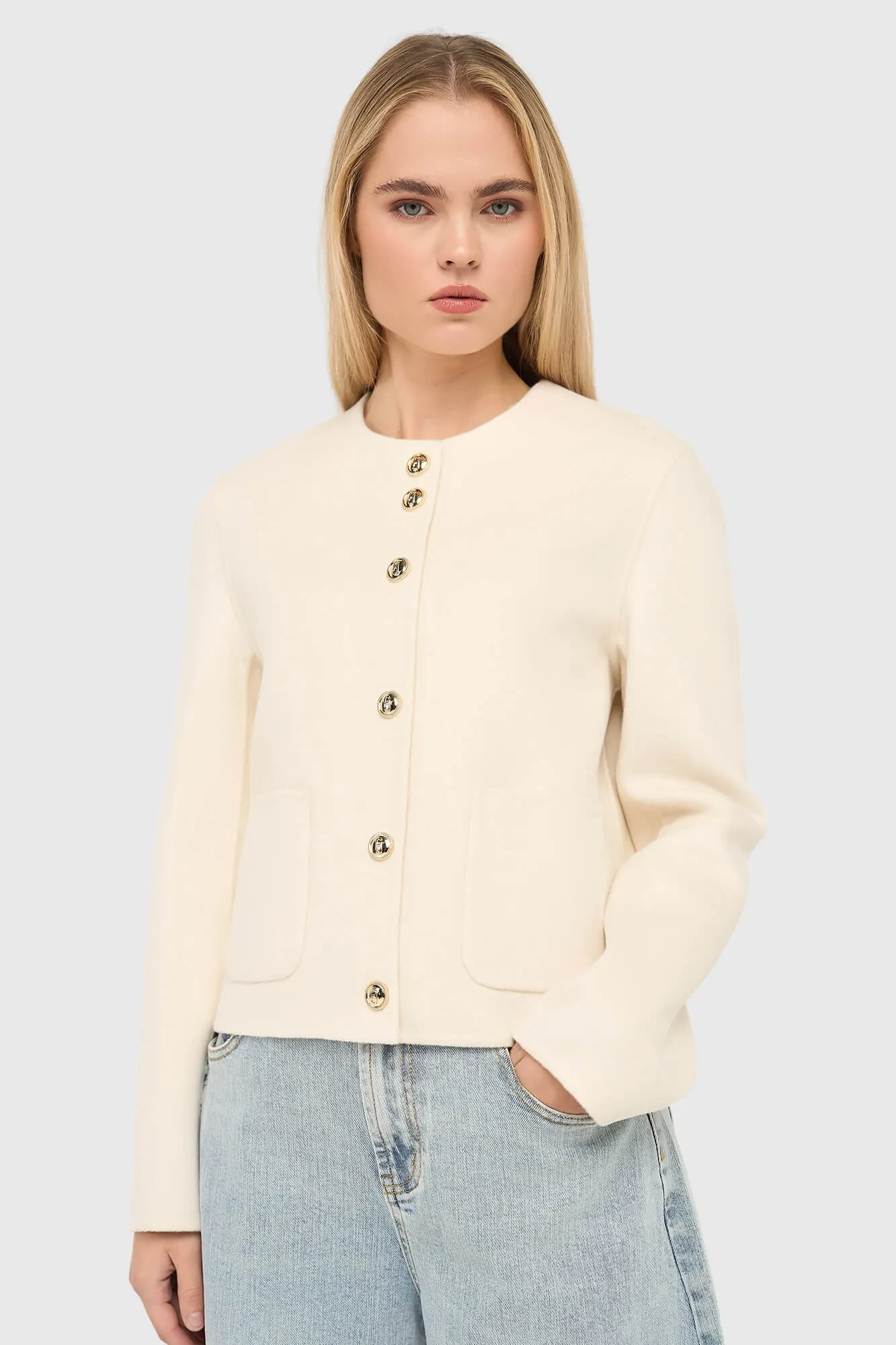 Women's Short Cashmere Coat, Vince Double-Faced Off-White