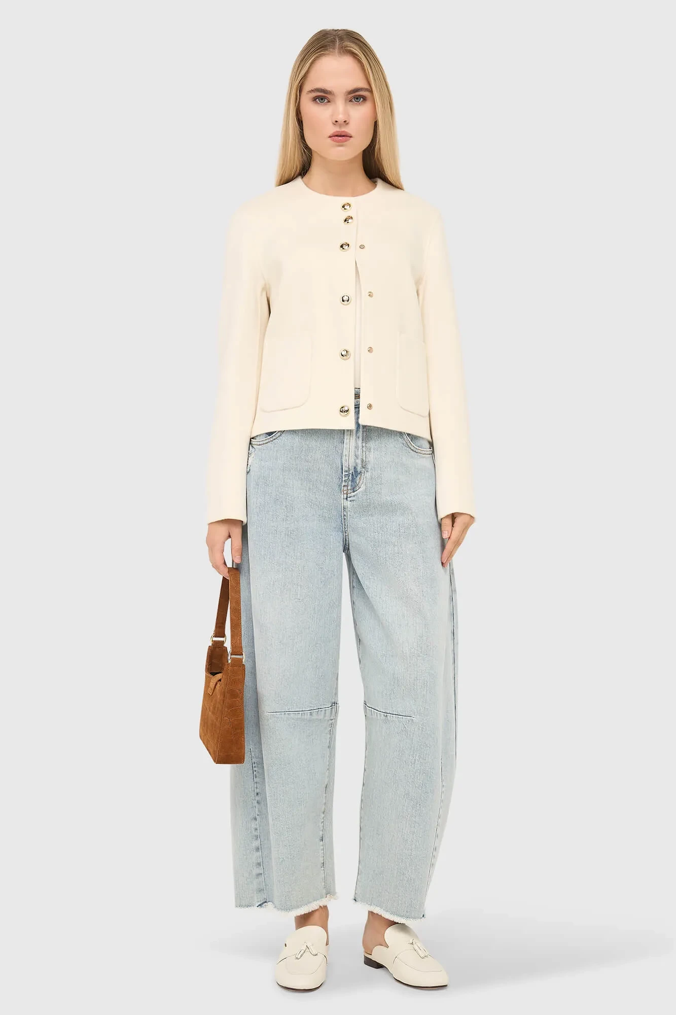 Cashmere Jas Dames Kort Vince Double Face Off White