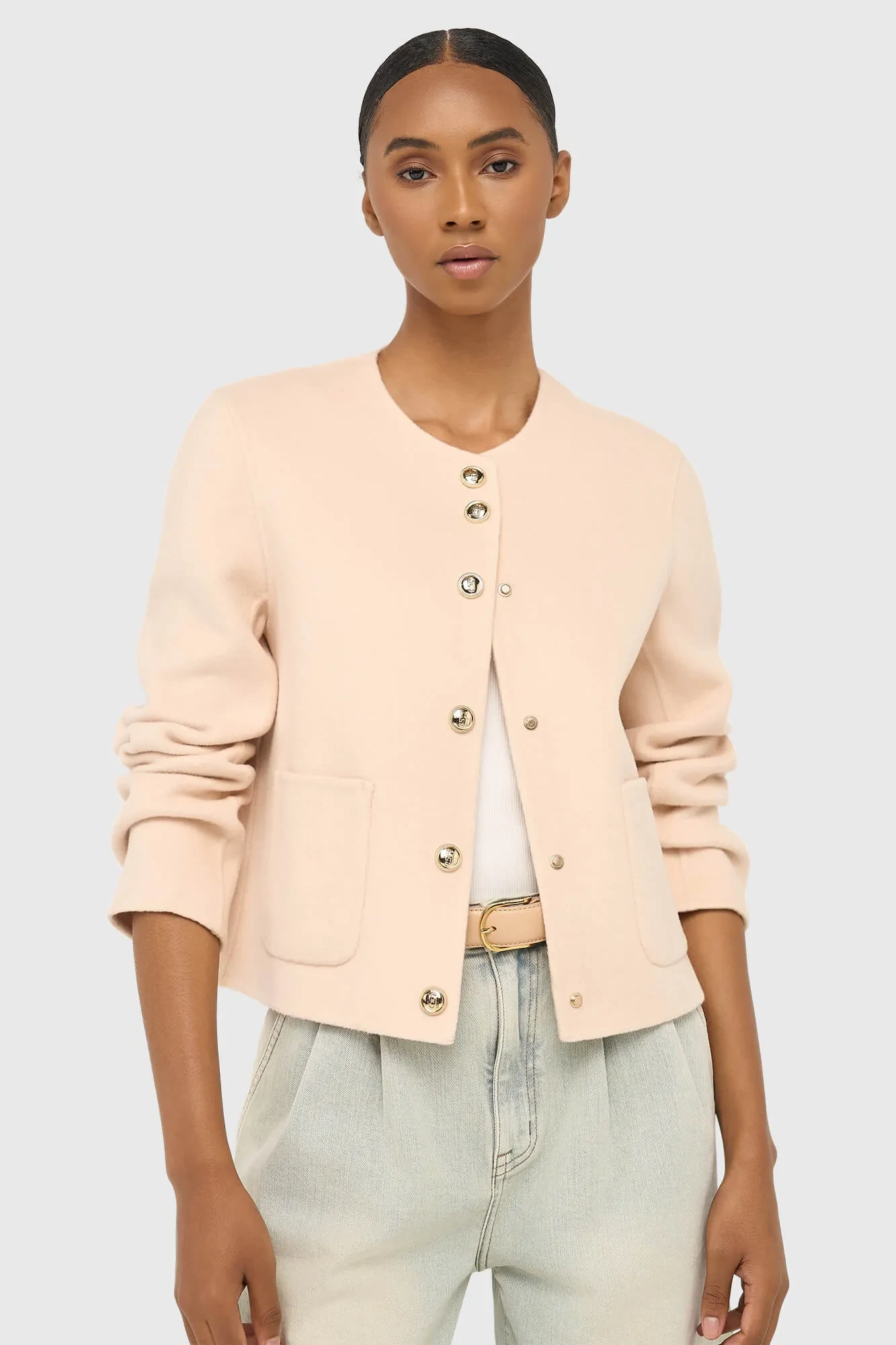Women's Short Double-Faced Cashmere Coat by Vince in Peach