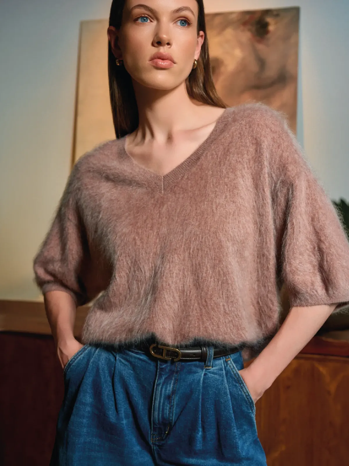 Cashmere Knitwear Denim Jassen Dames Mode Janice 07
