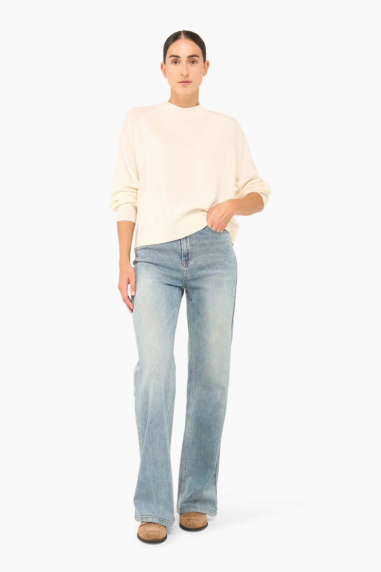 Kaschmirpullover für Damen „Harvey“ in Off-White