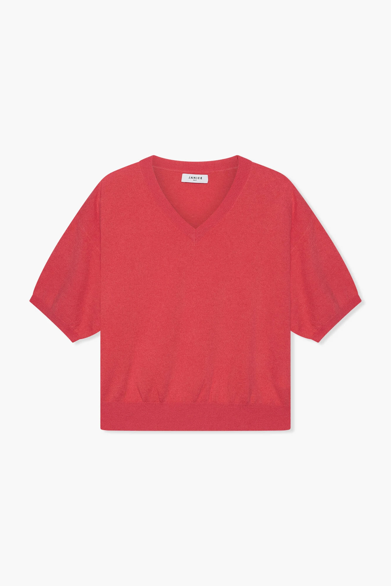 Women's Short-Sleeve Cashmere Sweater, Romeo Coral