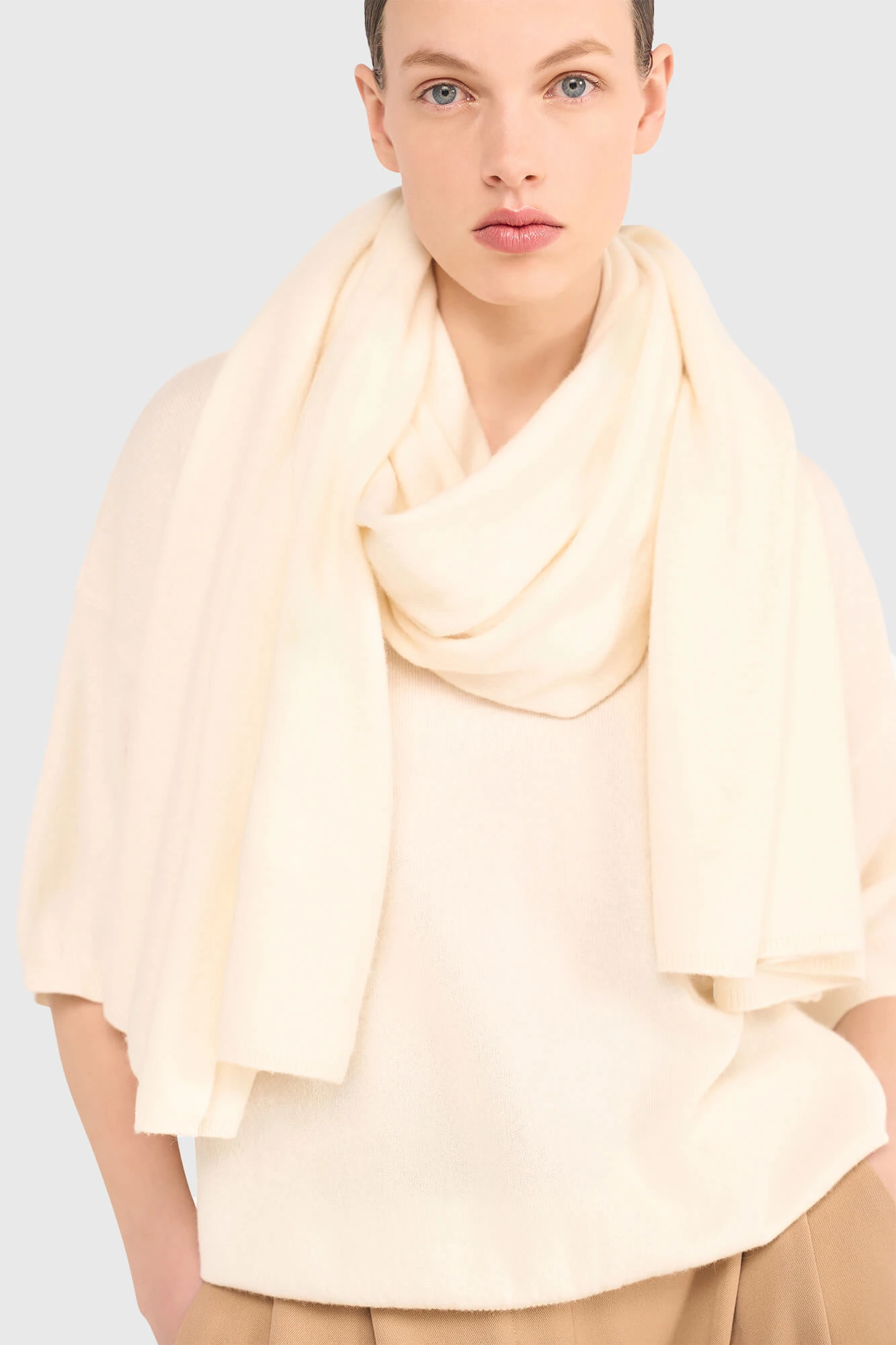 Cashmere Trui Dames Korte Mouw Romeo Off White