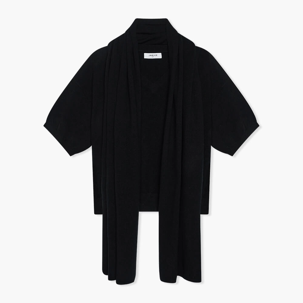 Cashmere Trui Dames Korte Mouw Romeo Zwart