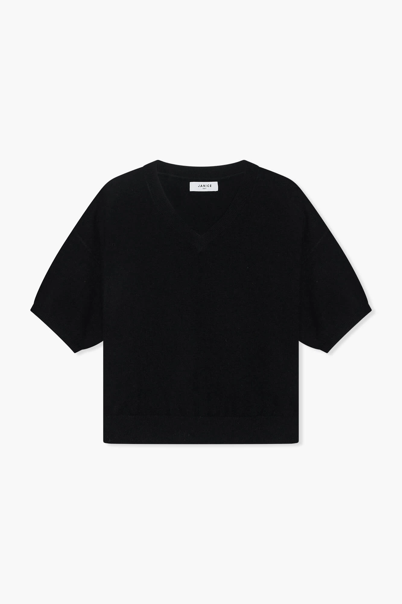 Kaschmirpullover für Damen, kurzärmelig, Romeo, schwarz