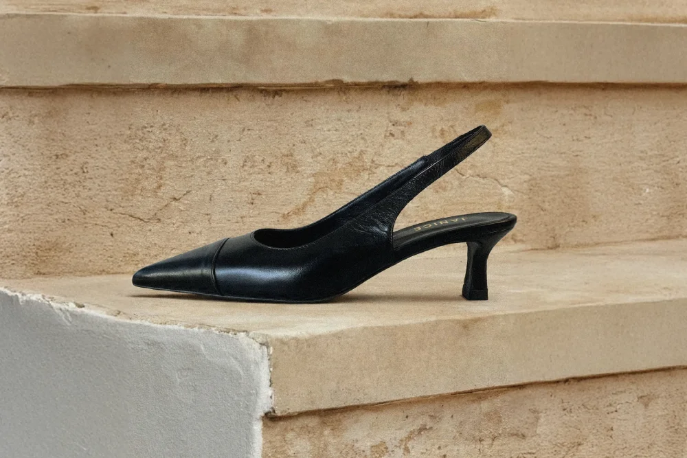 Alain Slingback Shoes for Women, Leather and Suede, Fashion Janice