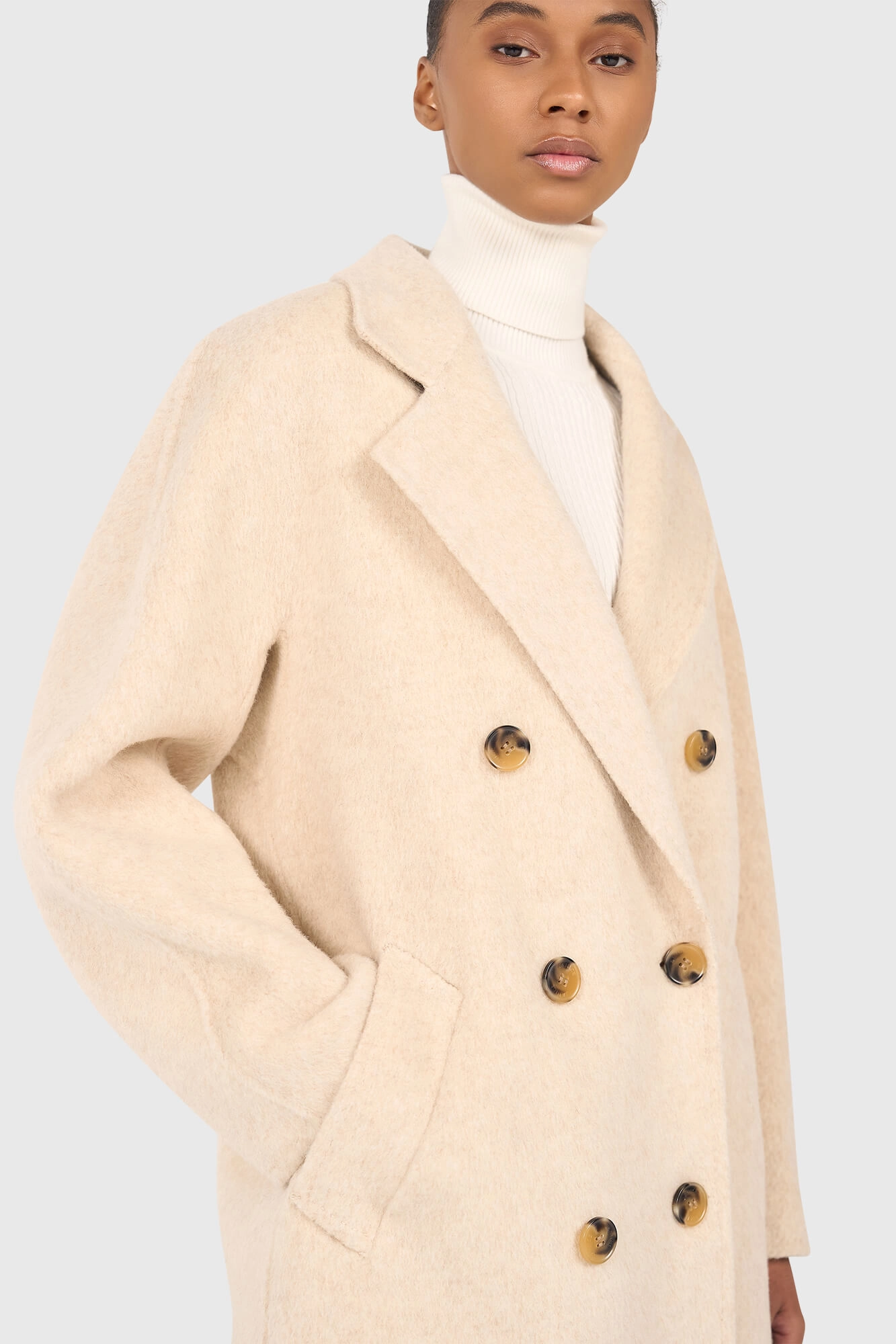 Caban Jas Yak Wol beige | Shop je wollen jacks bij JANICE