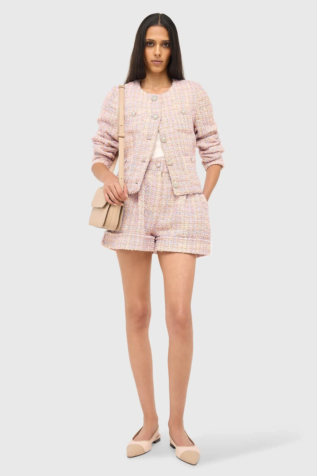 Dames Blazer Jasje Tweed Laurent Lila