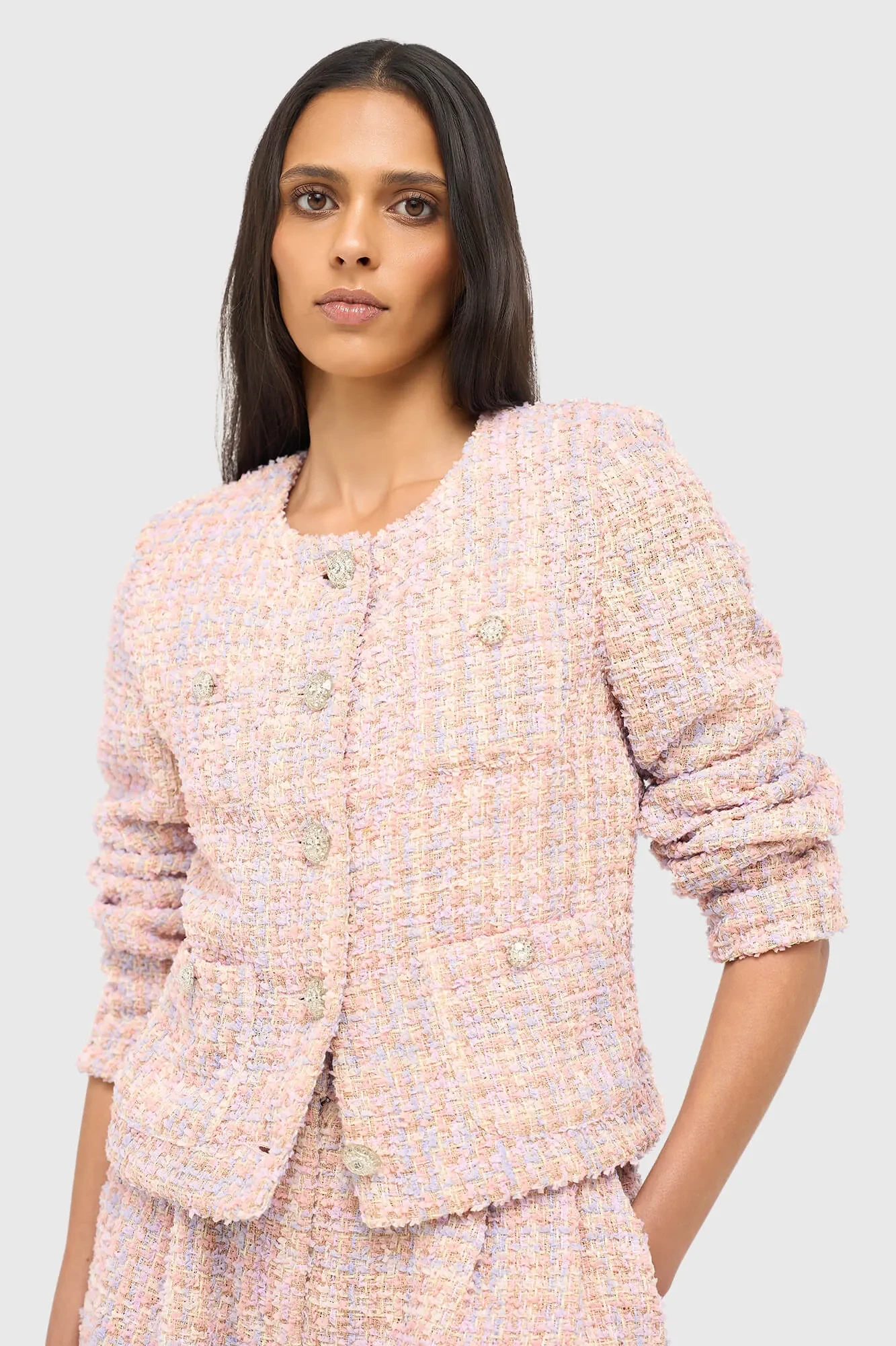 Dames Blazer Jasje Tweed Laurent Lila