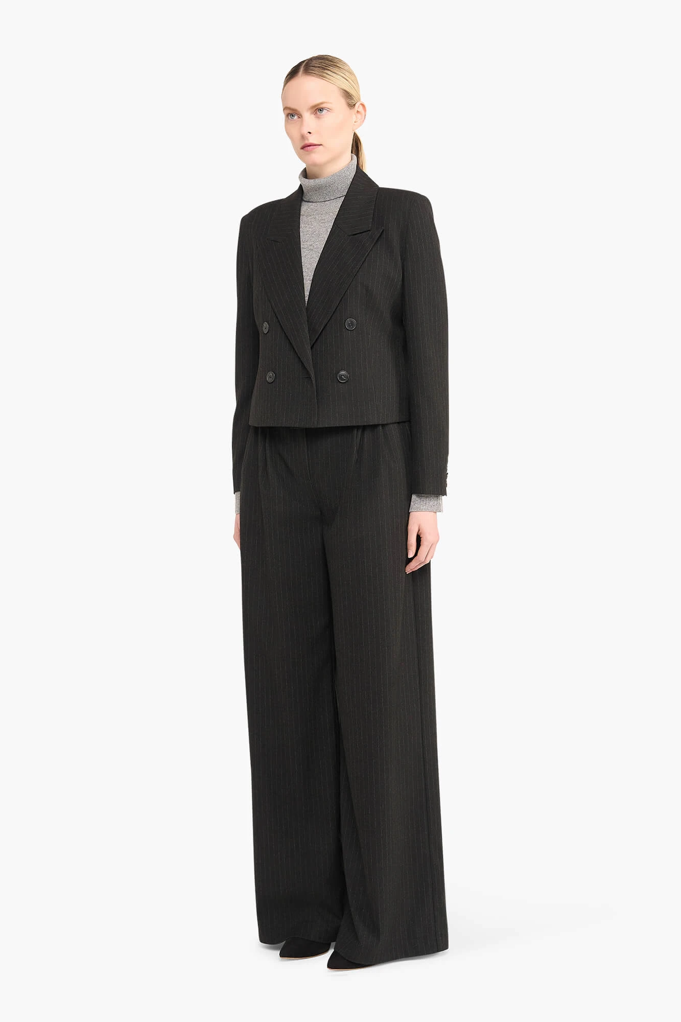 Damen-Blazer, kurz, Stan, schwarz, gestreift