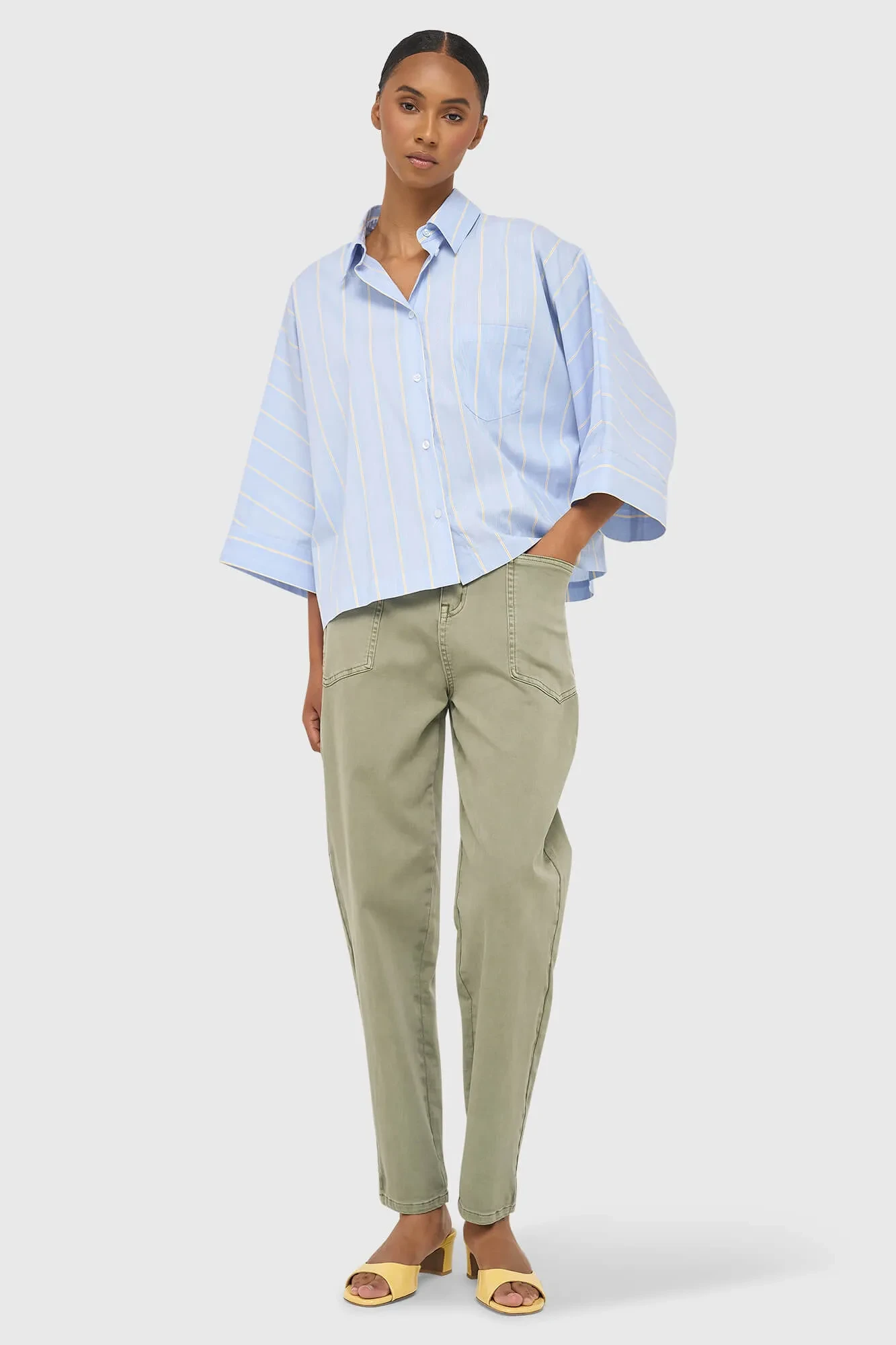 Damenbluse, gestreift, blau, Carl