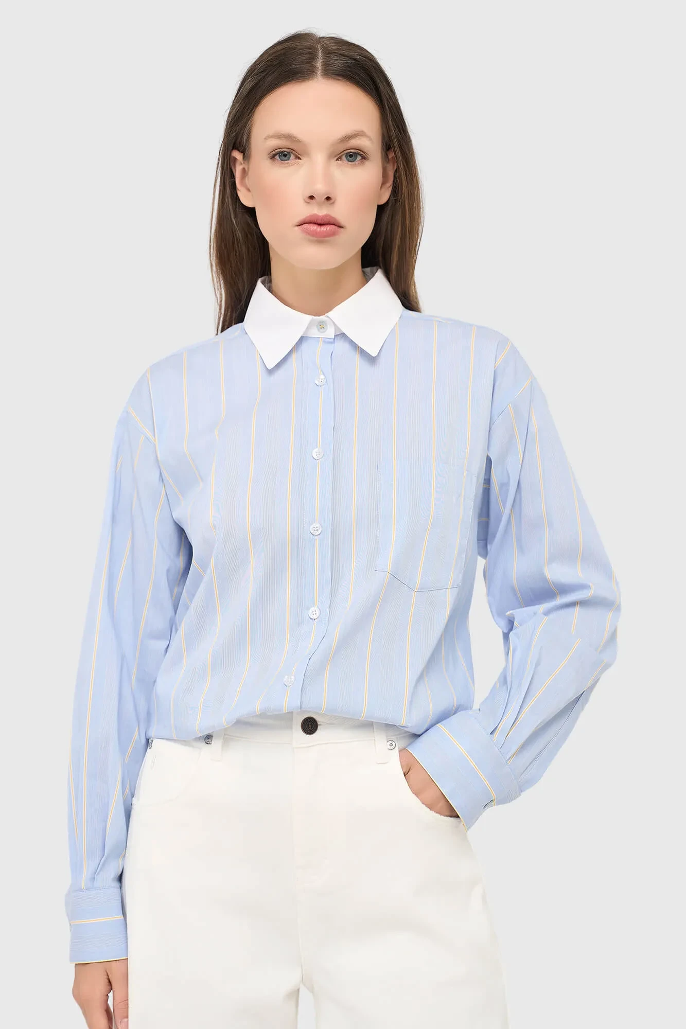 Damenbluse, gestreift, blau, Kygo