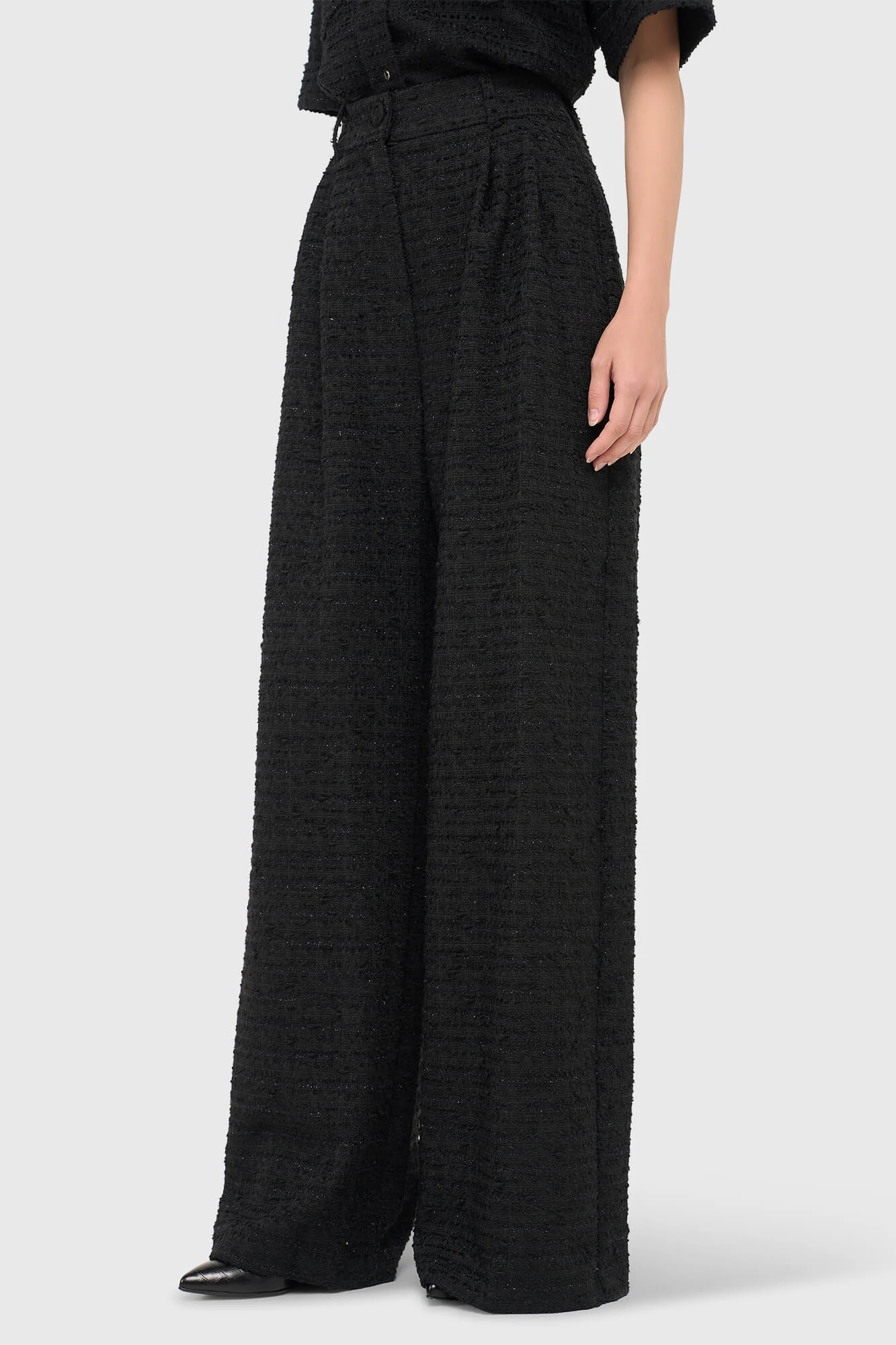 Schwarze Damenhose aus Tweed mit Lurex