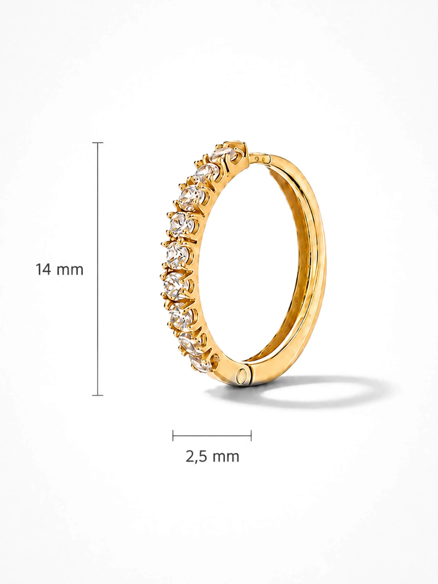 Gouden Oorbellen Huggy Loops Zirkonia Copain Small