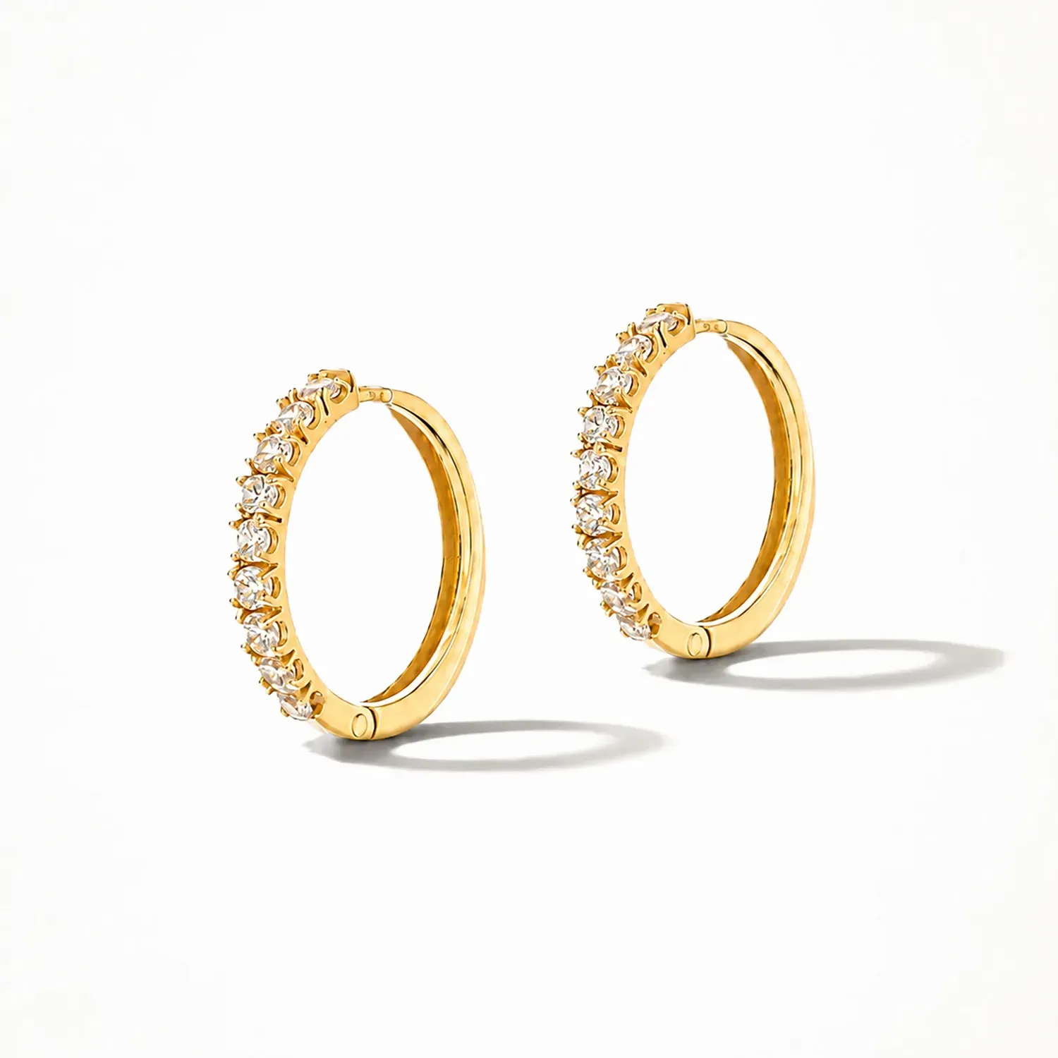 Gouden Oorbellen Huggy Loops Zirkonia Copain Small