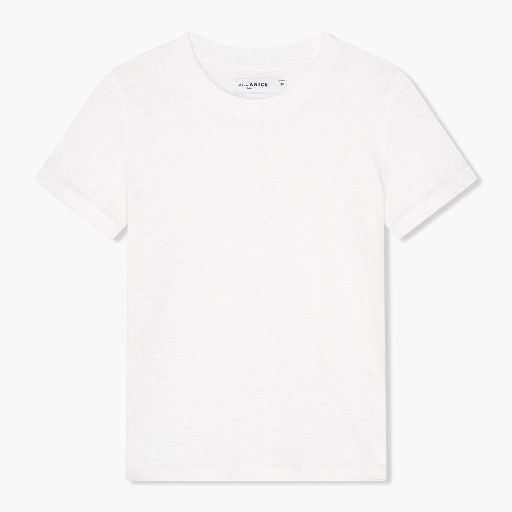 Linnen shirt dames ronde hals Ron Wit