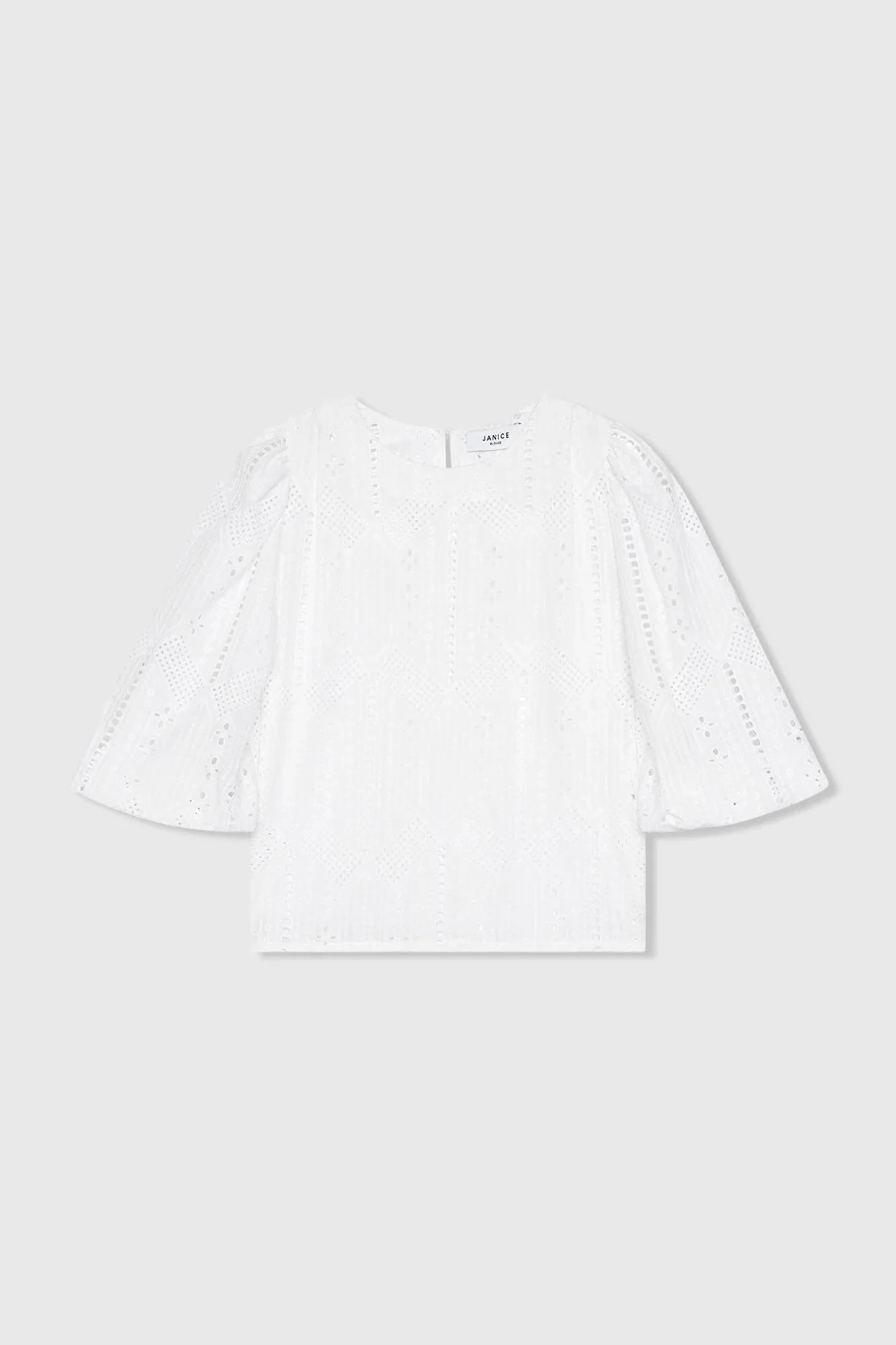 Damen-Top mit Puffärmeln von Elian, weiß, mit Spitze