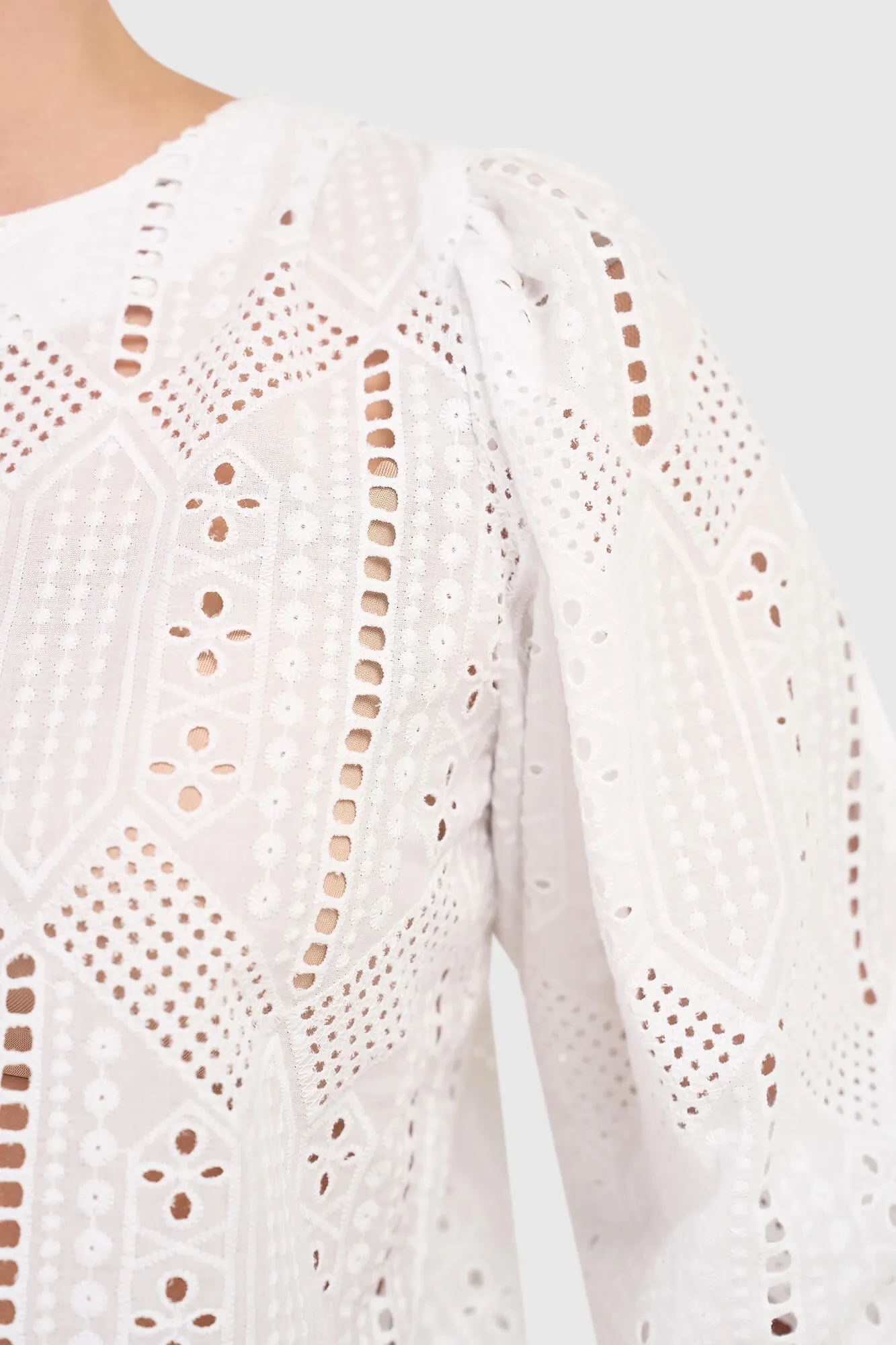Damen-Top mit Puffärmeln von Elian, weiß, mit Spitze