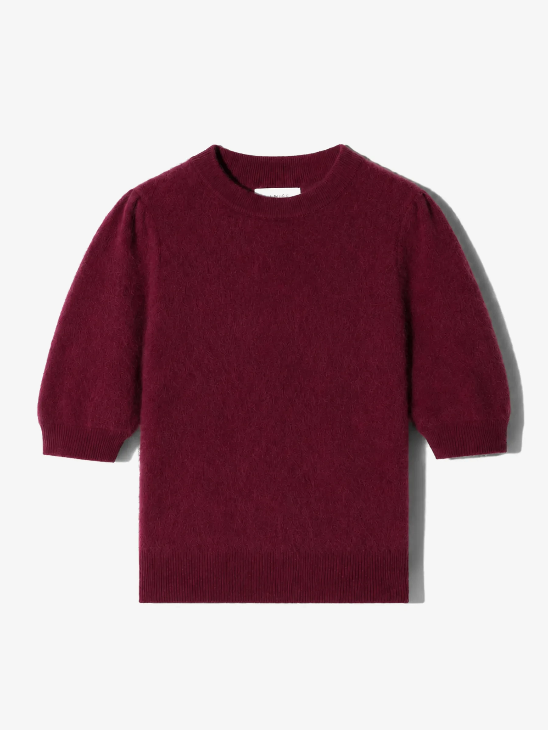 Dames Trui Ronde Hals Pofmouw Gebrushed Merino Wol Peyton Burgundy