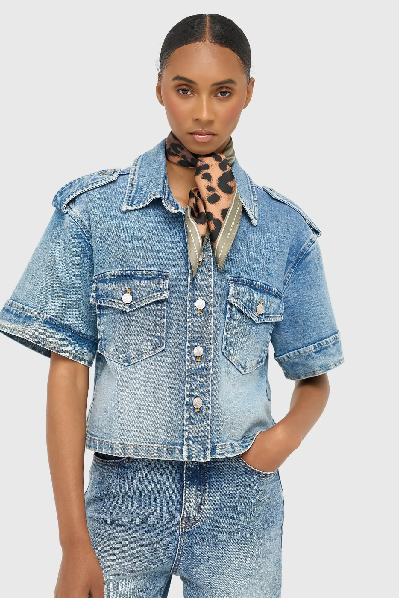 Denim Blouse Dames SPIKE Blauw | Shop JANICE spijkerbloesjes