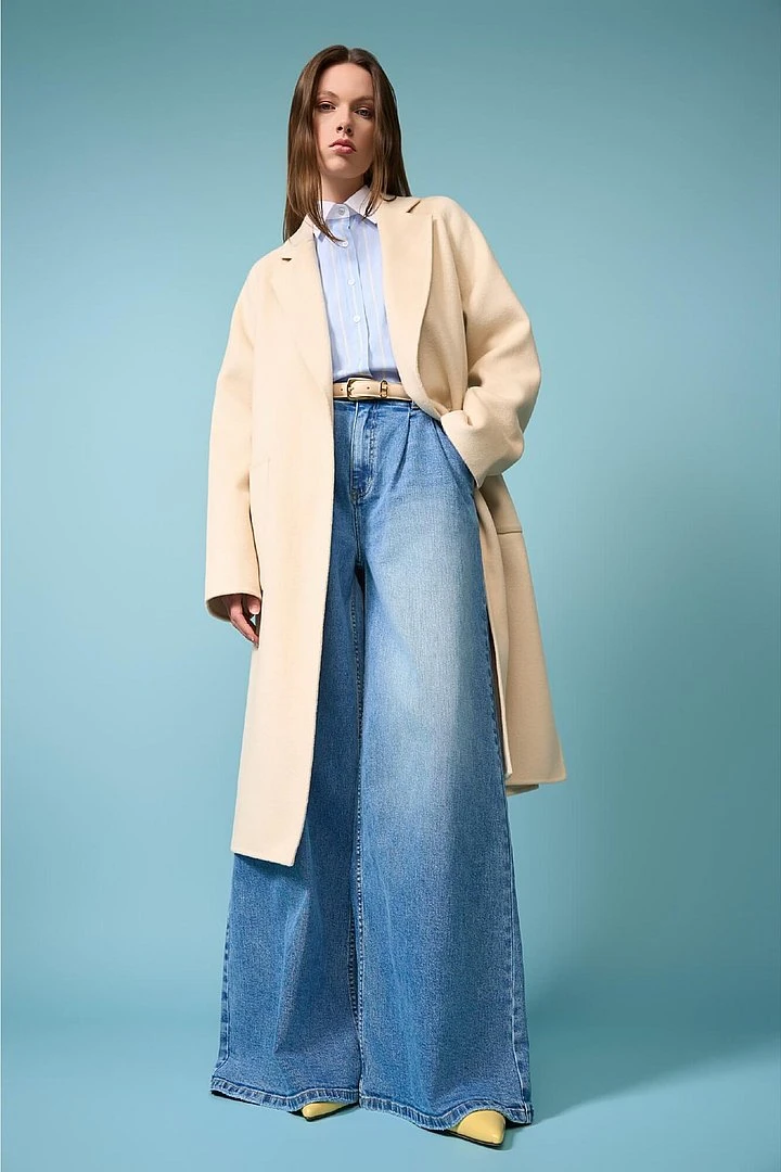 Cashmere Dames Jas Lang Double Face Jules Beige