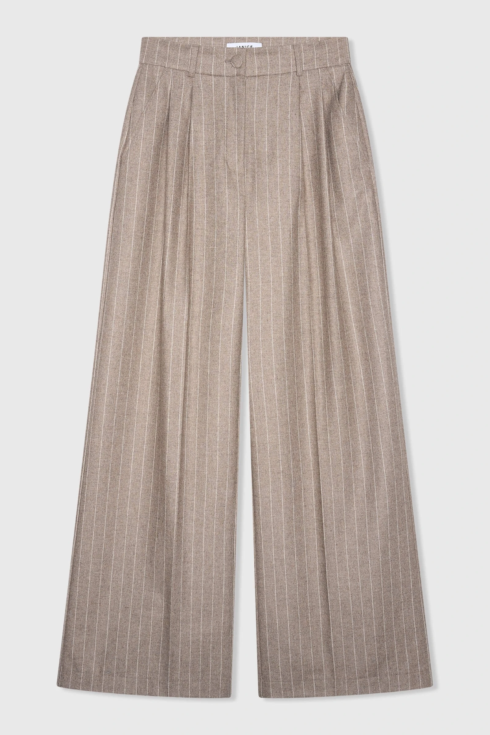 Beige Striped Trousers
