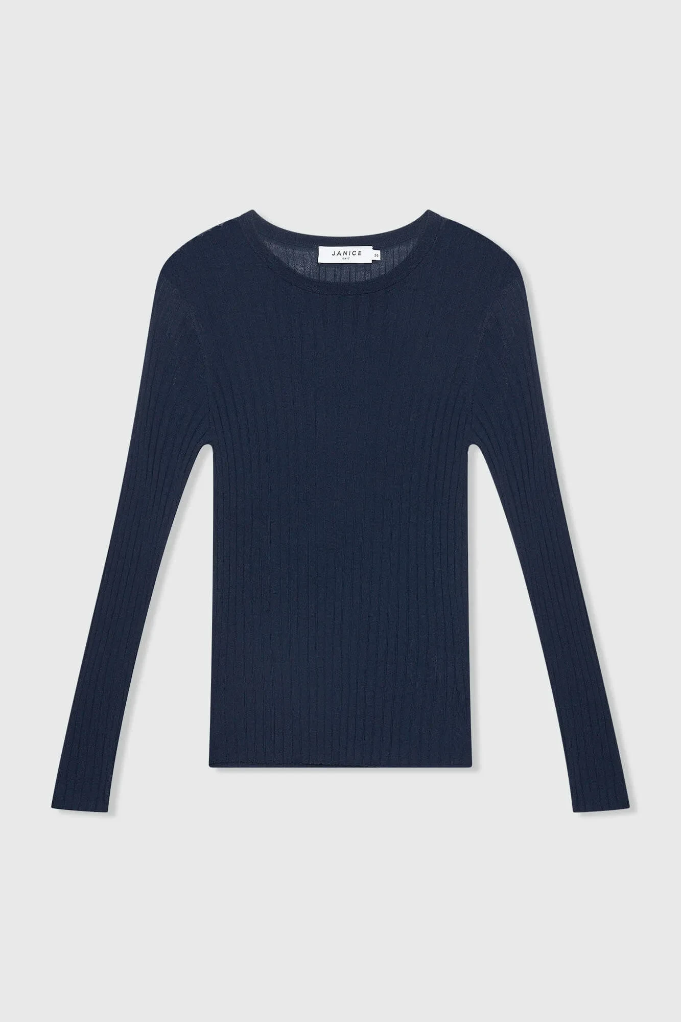 Dark Blue Merino Wool Long-Sleeve Sweater, Lyle Blue