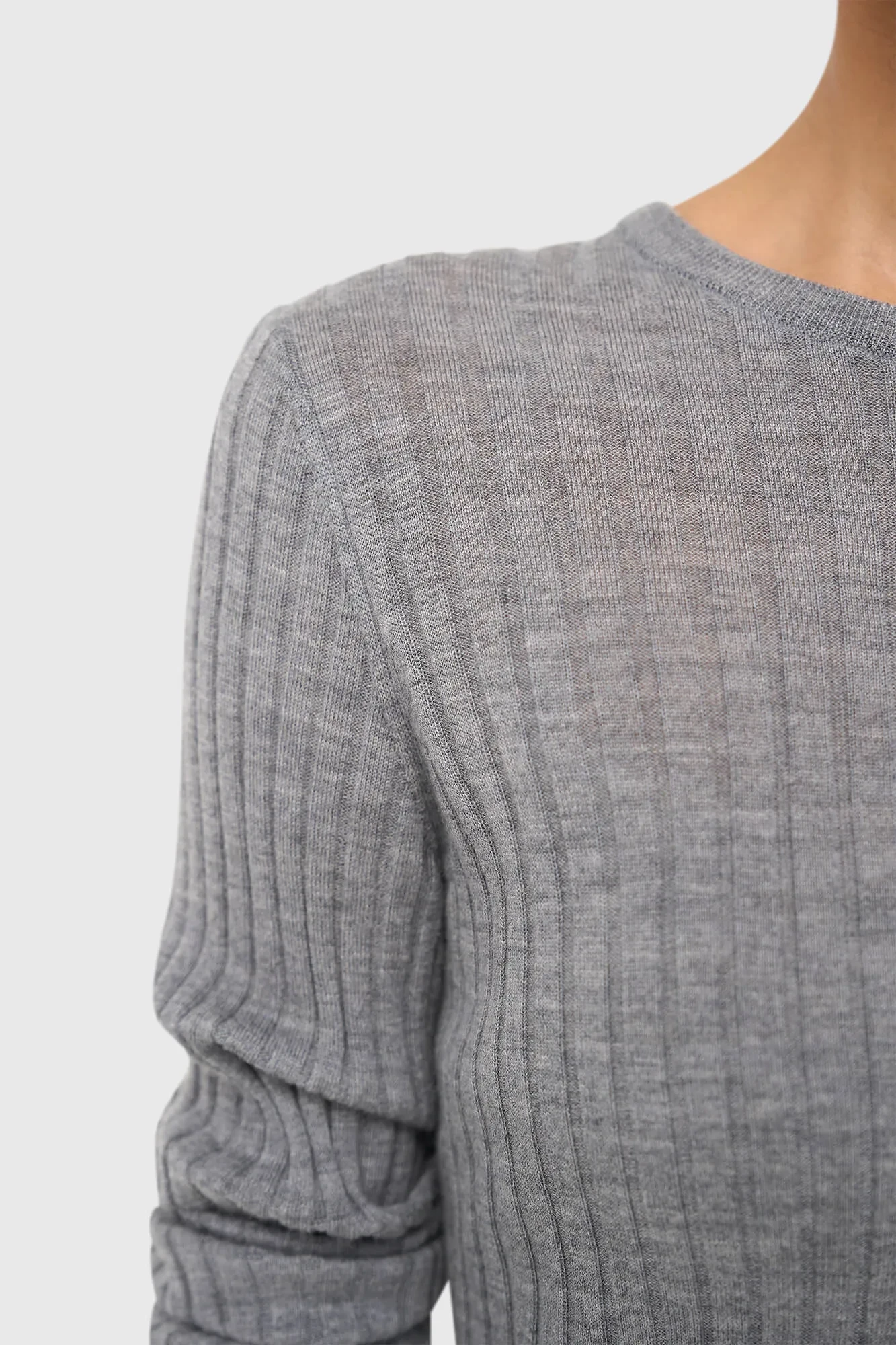 Merino Wool Long-Sleeve Sweater, Lyle Gray