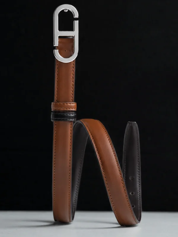 Trophy Wende-Gürtel aus Leder und Wildleder – Damenmode Janice