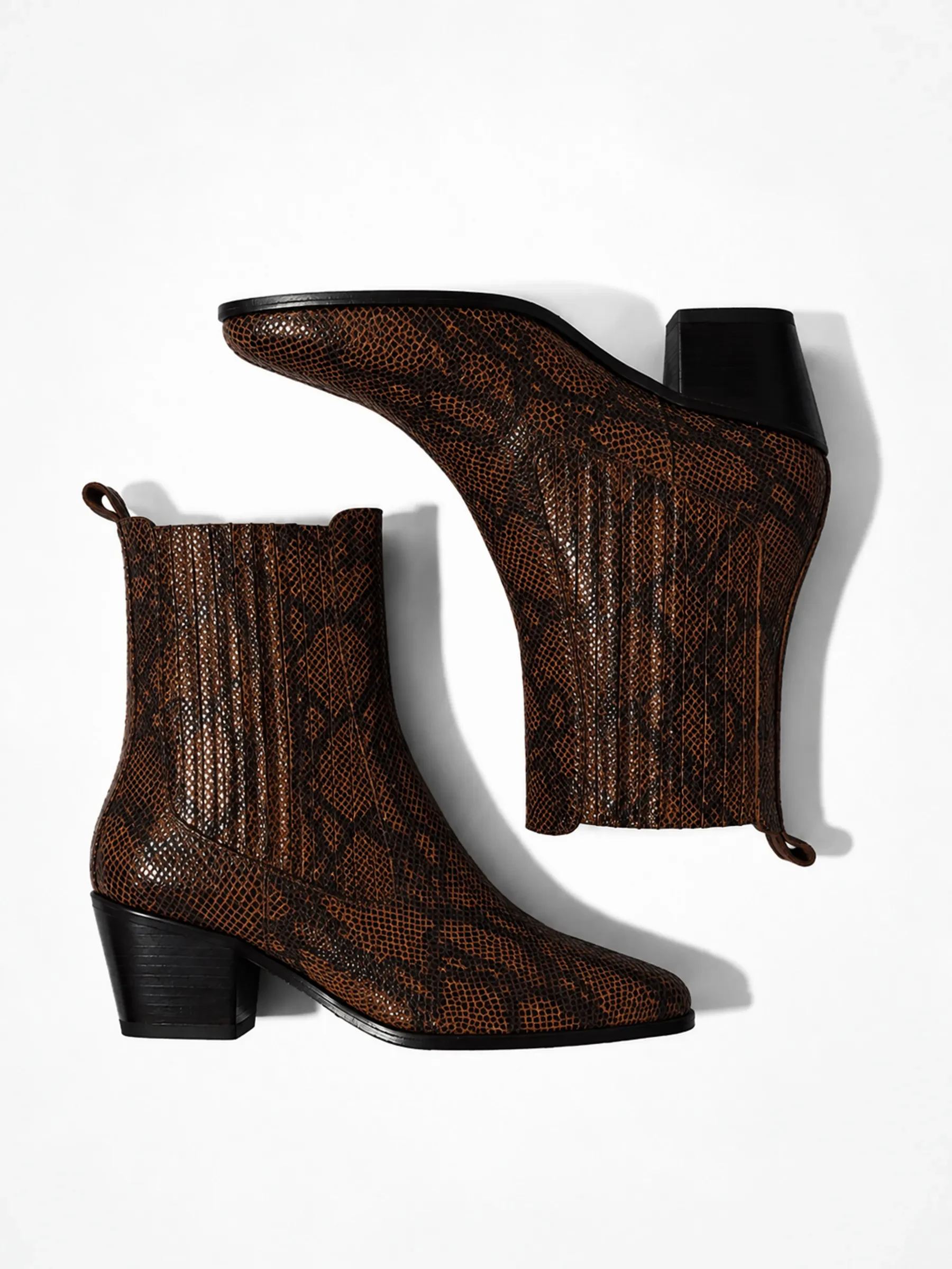 Enkellaars Western Dames Suede Colt Slangenprint