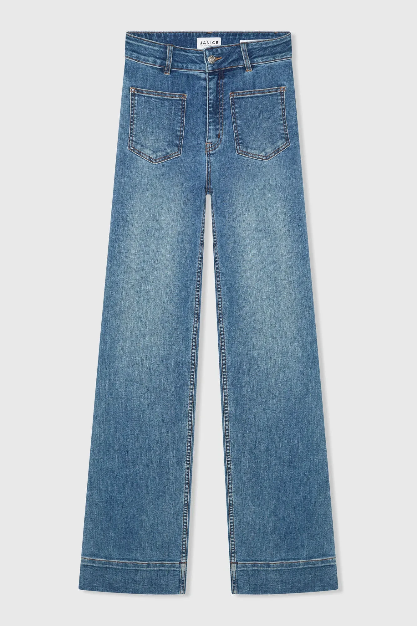 Damenjeans mit ausgestelltem Schnitt, Stretch, mittlerer Leibhöhe, Jagger, Blau 932