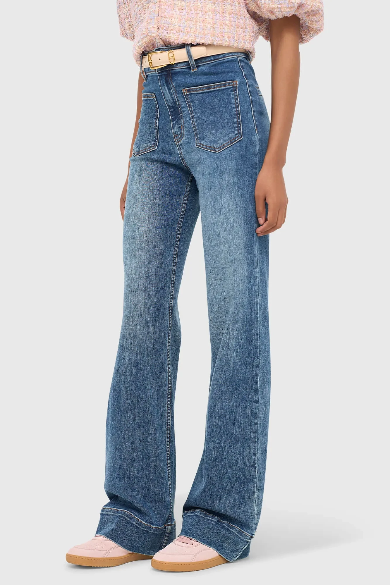 Damenjeans mit ausgestelltem Schnitt, Stretch, mittlerer Leibhöhe, Jagger, Blau 932