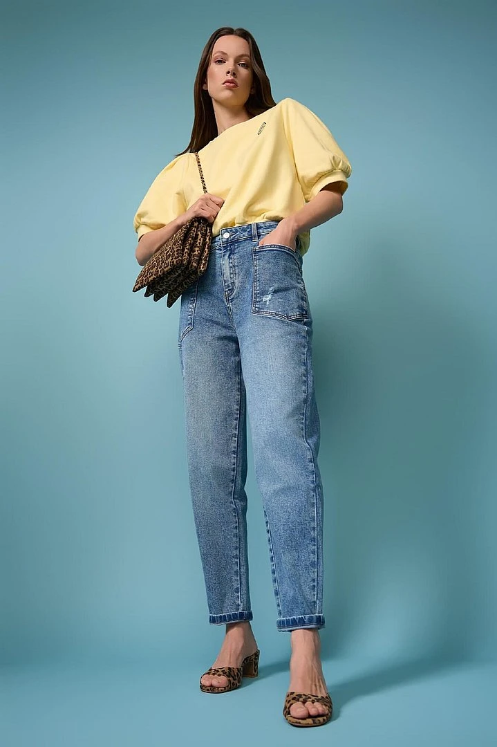 Worker Jeans Damen Barrel Fit Stretch Mid Rise Morrison Blau 379
