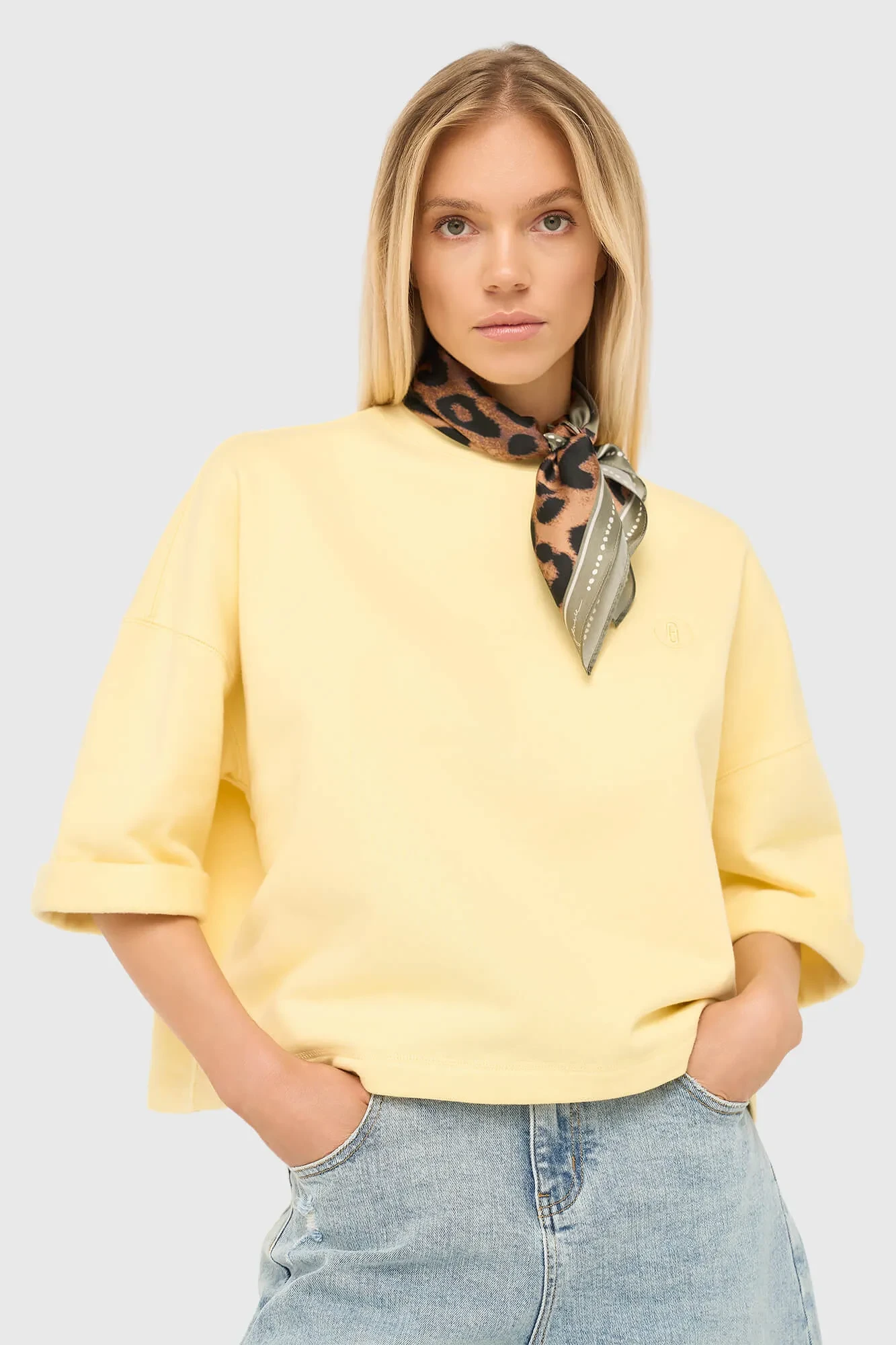 Gelber Damenpullover aus Baumwolle von Aiden